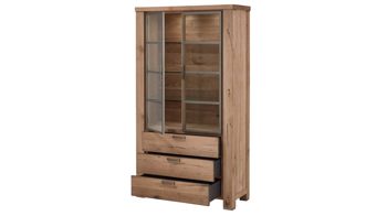 Vitrine Habufa meubelen aus Furnier Holz Metall in Holzfarben Habufa Vitrine CANOVA Vitrinenschrank Eiche Railway brown, ca. 110 x 200 x 45 cm