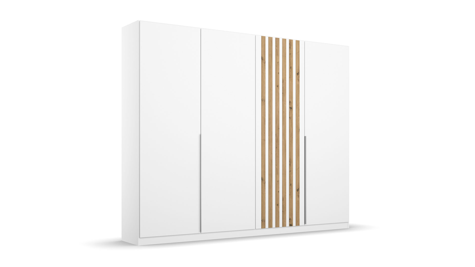 Kleiderschrank Rauch aus Holz in Weiß rauch BLUE Lamella - Drehtürenschrank Alpinweiß & Eiche Artisan - Breite ca. 226 cm