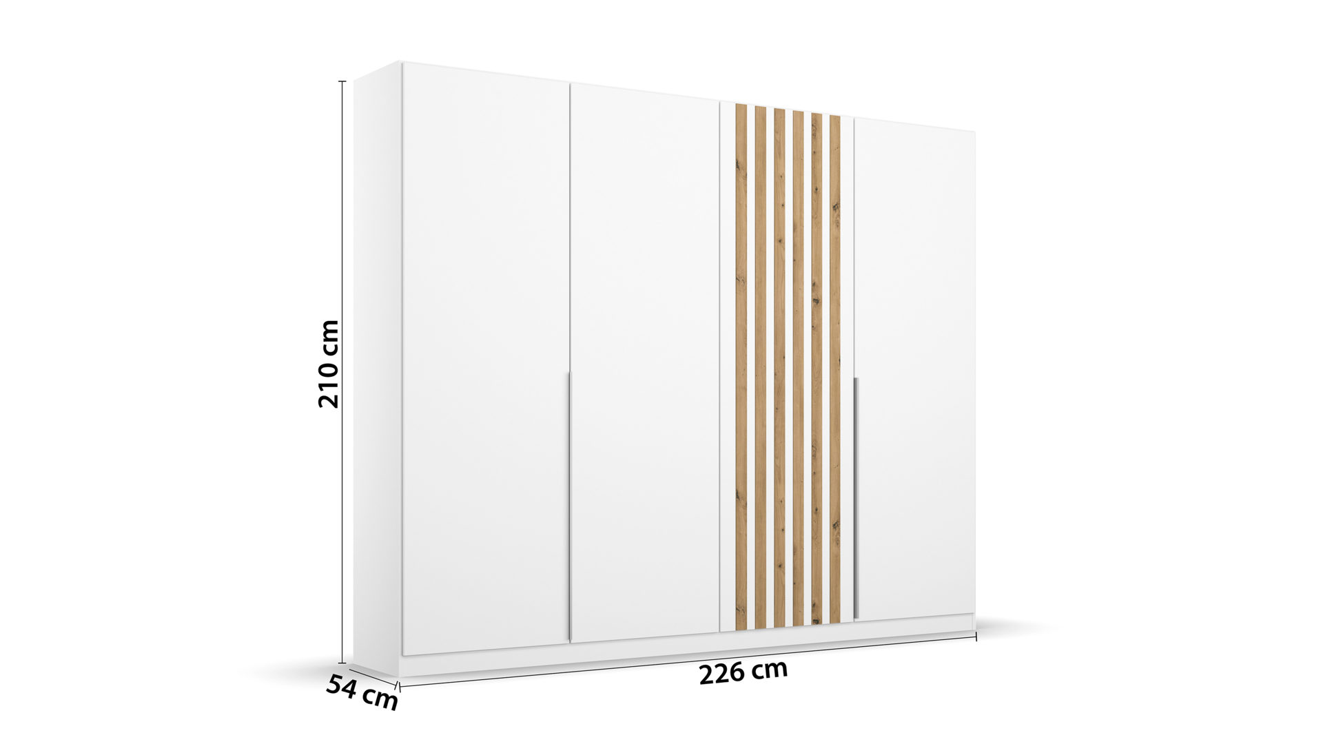 Kleiderschrank Rauch aus Holz in Weiß rauch BLUE Lamella - Drehtürenschrank Alpinweiß & Eiche Artisan - Breite ca. 226 cm