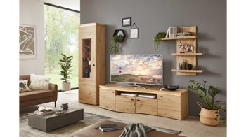 Wohnwand Ideal möbel aus Glas Holz Nachbildung in Holzfarben IDEAL Wohnwand 301 Rondo Wohnkombination Eiche Artisan Dekor, ca. 301 x 208 x 52 cm