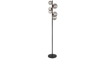 Stehleuchte Globo lighting aus Glas in Schwarz GLOBO Lampe-Serie Riha - Stehleuchte Rauchglas & mattschwarzes Metall - Höhe ca. 155 cm