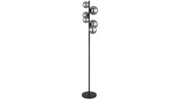 Stehleuchte Globo lighting aus Glas in Schwarz GLOBO Lampe-Serie Riha - Stehleuchte Rauchglas & mattschwarzes Metall - Höhe ca. 155 cm