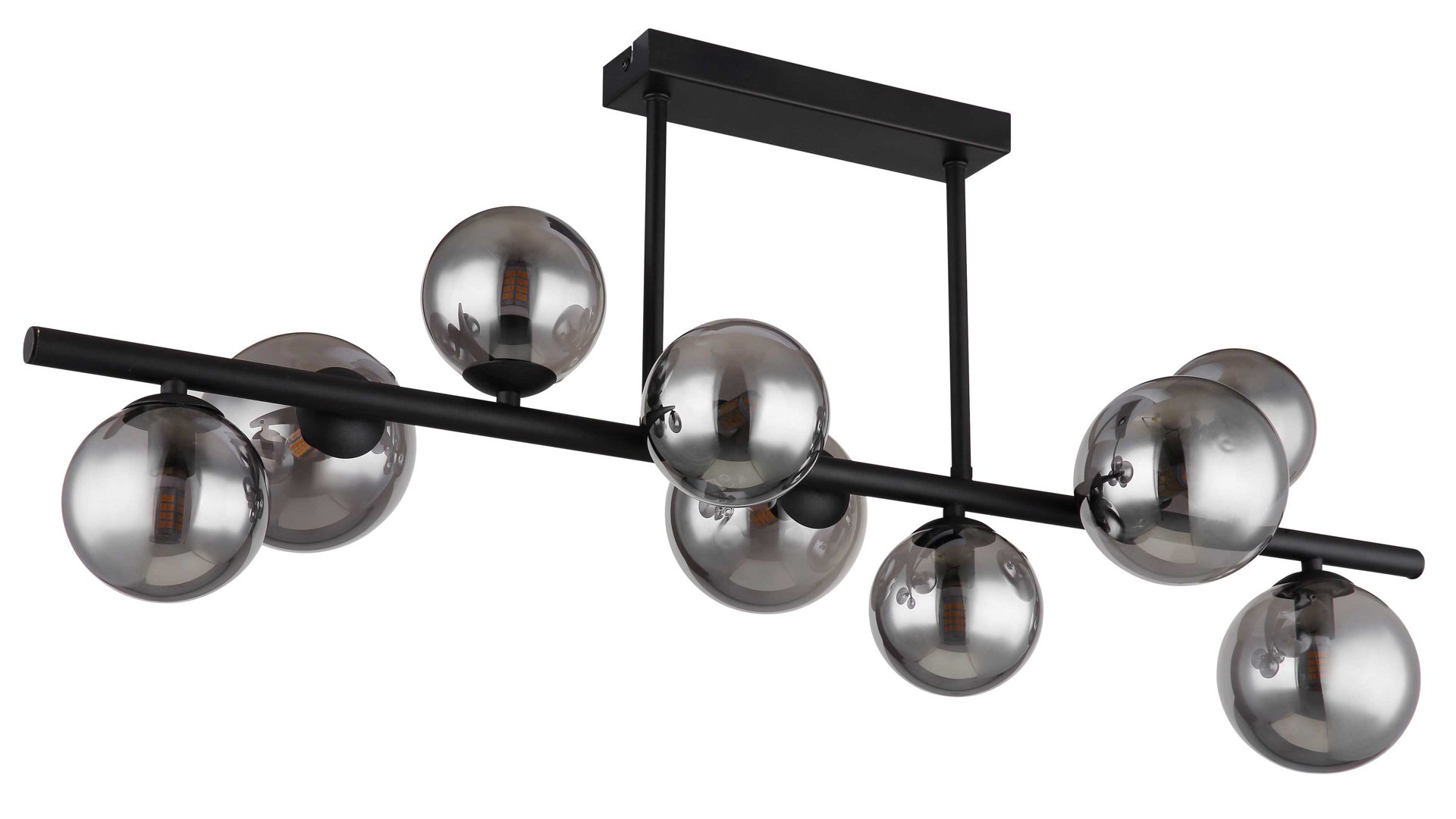 Deckenleuchte Globo lighting aus Glas in Schwarz GLOBO Lampe-Serie Riha - Deckenleuchte Rauchglas & mattschwarzes Metall - Länge ca. 87 cm