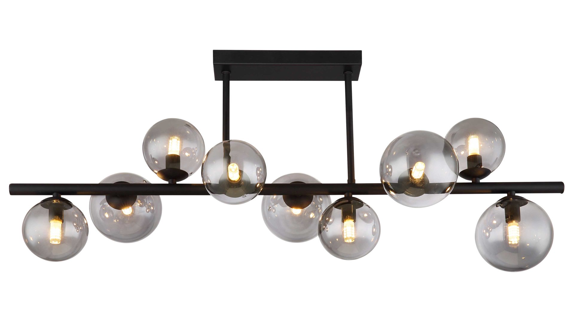 Deckenleuchte Globo lighting aus Glas in Schwarz GLOBO Lampe-Serie Riha - Deckenleuchte Rauchglas & mattschwarzes Metall - Länge ca. 87 cm