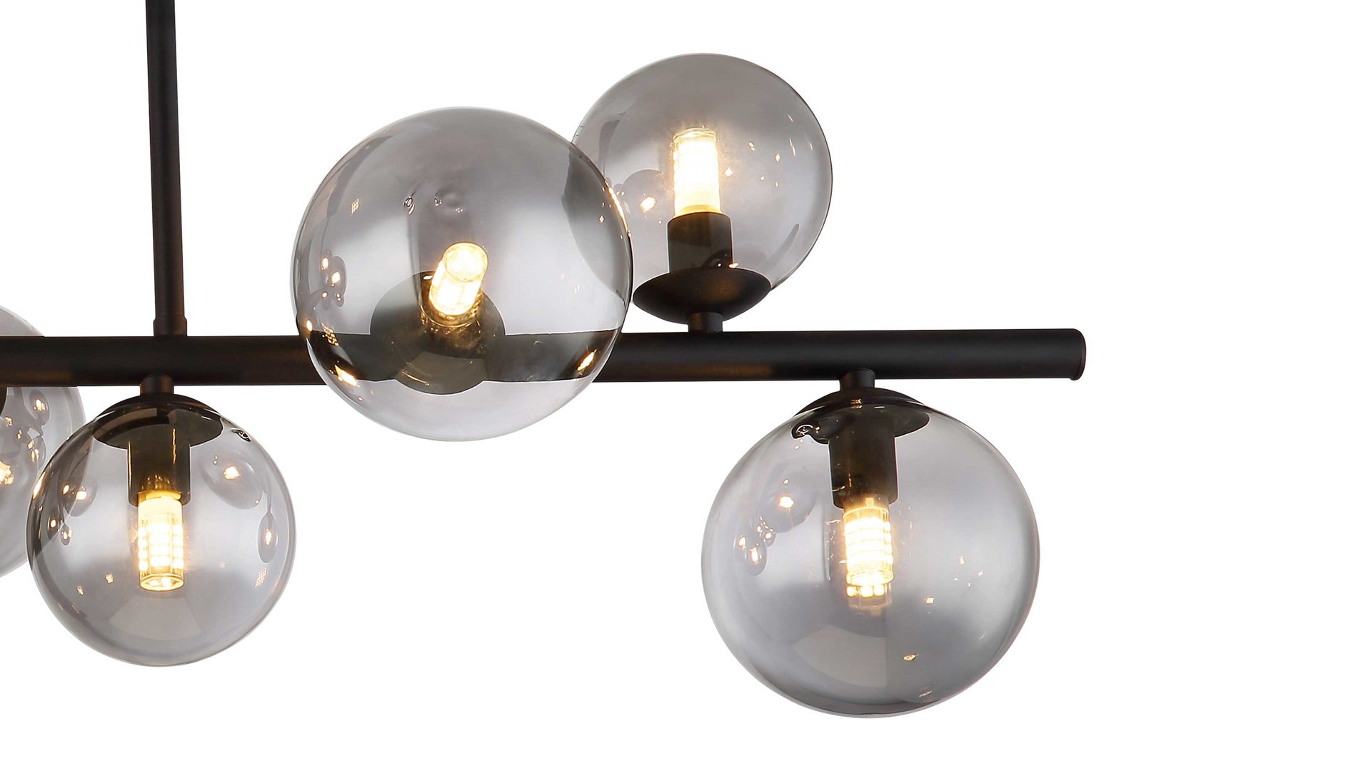 Deckenleuchte Globo lighting aus Glas in Schwarz GLOBO Lampe-Serie Riha - Deckenleuchte Rauchglas & mattschwarzes Metall - Länge ca. 87 cm