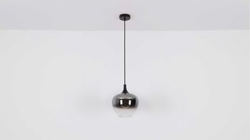 Pendelleuchte Globo lighting aus Glas in Schwarz GLOBO Lampe-Serie Maxy - Hängeleuchte Rauchglas & mattschwarzes Metall - Durchmesser ca. 29 cm