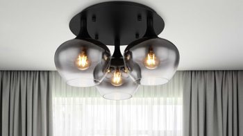 Deckenleuchte Globo lighting aus Glas in Schwarz GLOBO Lampe-Serie Maxy - Deckenleuchte Rauchglas & mattschwarzes Metall - Durchmesser ca. 45 cm