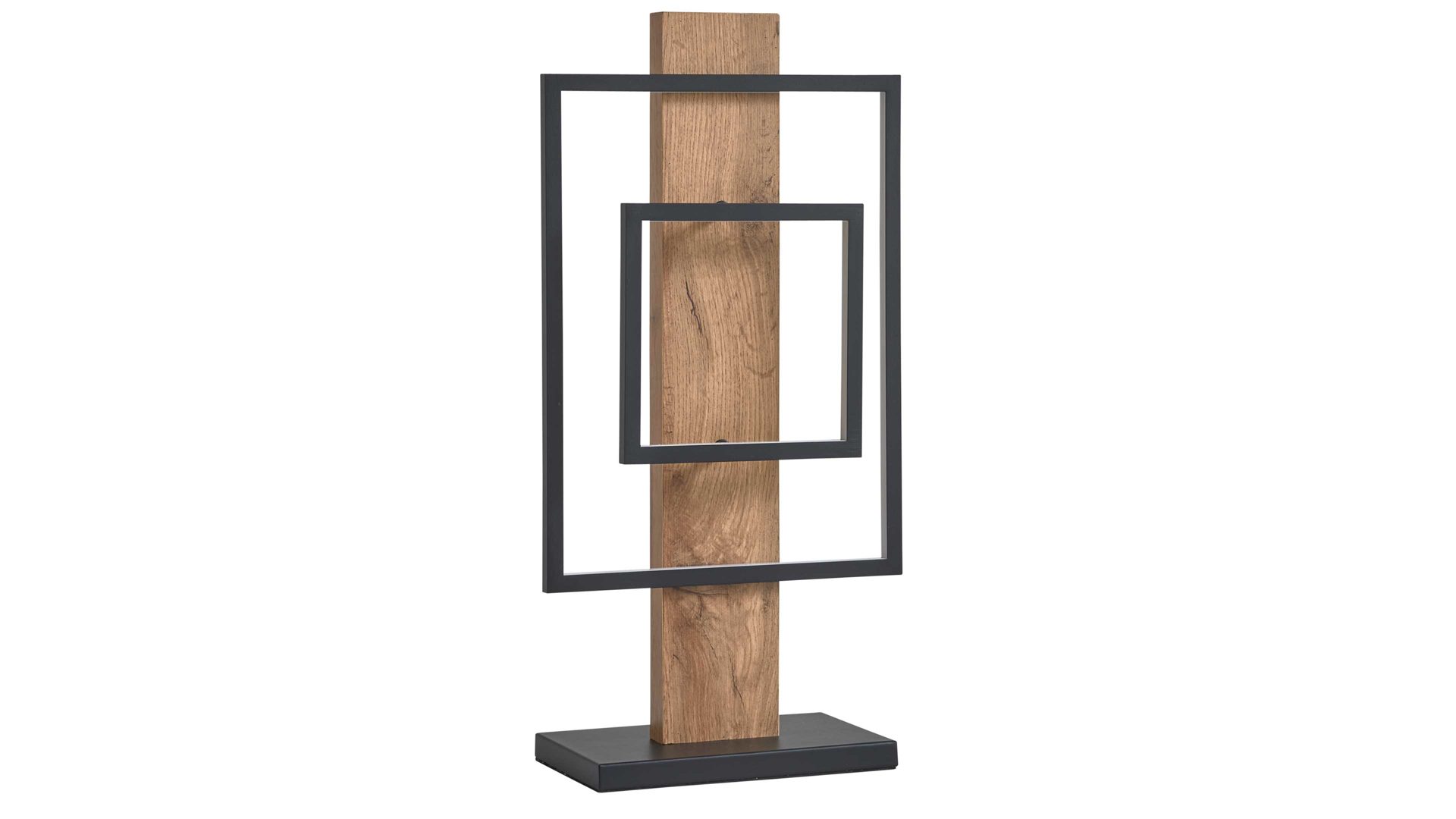 Tischleuchte Interliving aus Metall in Schwarz Interliving Leuchten Serie 9342 - Tischlampe dunkles Holz & mattschwarzes Metall - Höhe ca. 62 cm