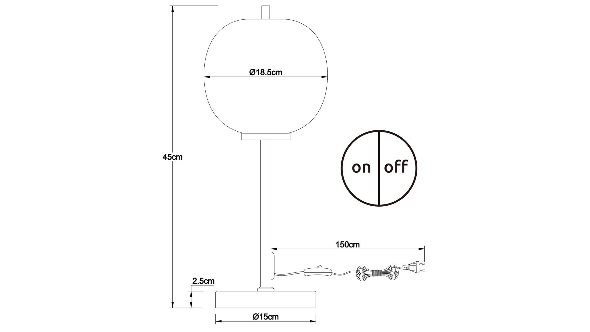 Tischleuchte Globo lighting aus Glas in Weiß GLOBO Leuchten Serie Blacky I - Tischlampe Opalglas & Nickel matt - Höhe ca. 45 cm