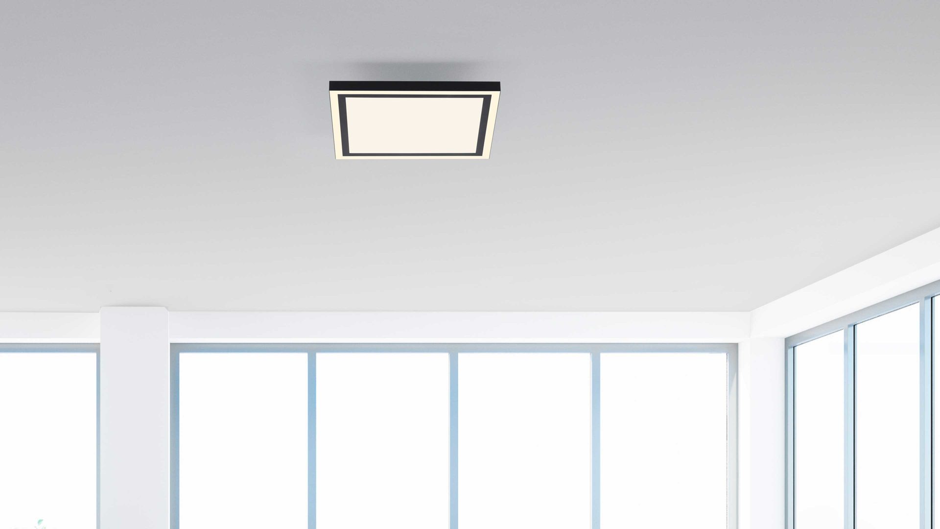 Deckenleuchte Just light. (leuchtendirekt) aus Metall in Schwarz JUST LIGHT. Leuchten Serie Tuya - per App steuerbare Deckenlampe schwarzes Metall & weißes Acryl - ca. 45 x 45 cm