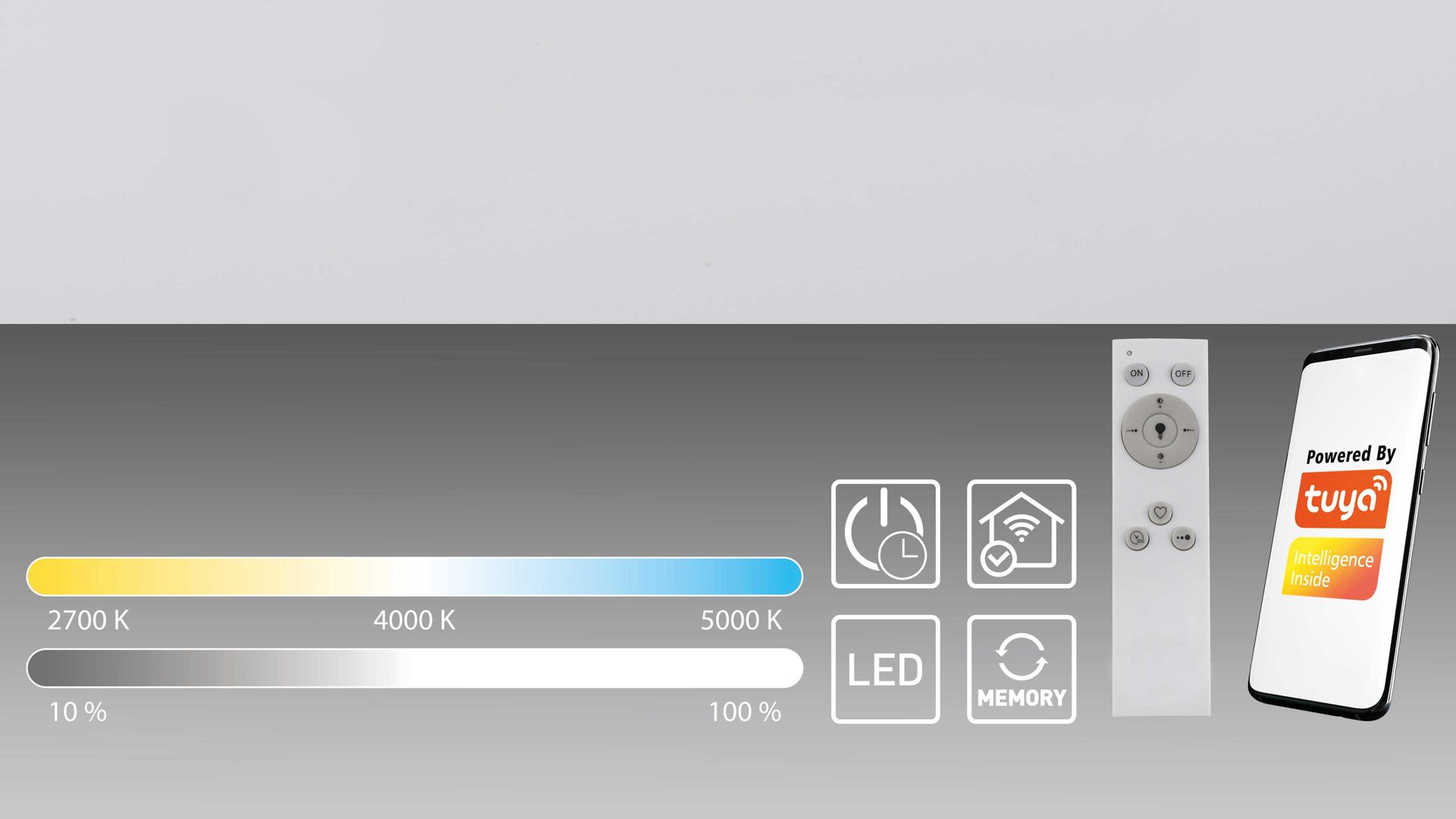 Deckenleuchte Just light. (leuchtendirekt) aus Metall in Schwarz JUST LIGHT. Leuchten Serie Tuya - per App steuerbare Deckenlampe schwarzes Metall & weißes Acryl - ca. 30 x 30 cm