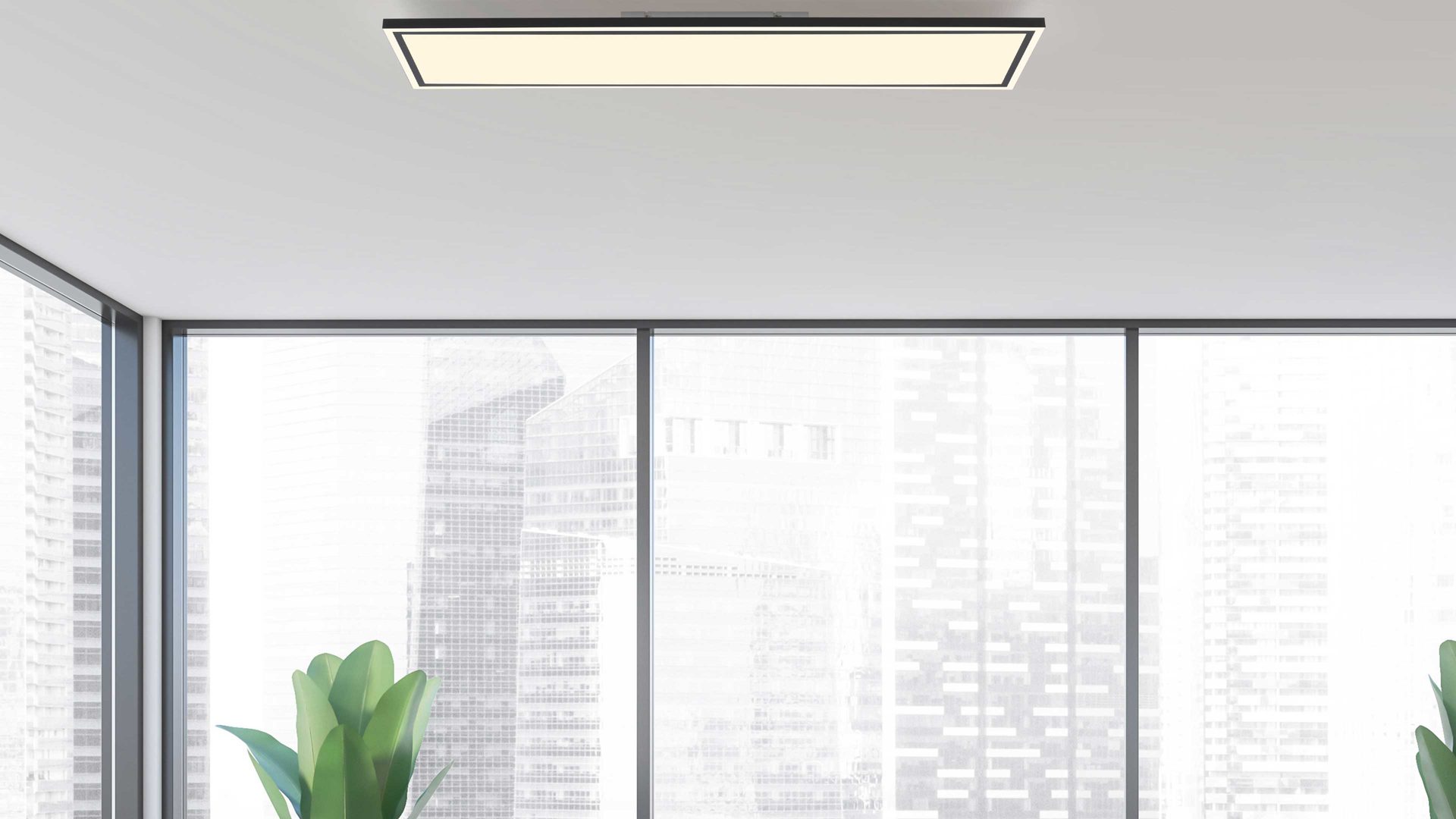 Deckenleuchte Just light. (leuchtendirekt) aus Metall in Schwarz JUST LIGHT. Leuchten Serie Tuya - per App steuerbare Deckenlampe schwarzes Metall & weißes Acryl - ca. 120 x 30 cm