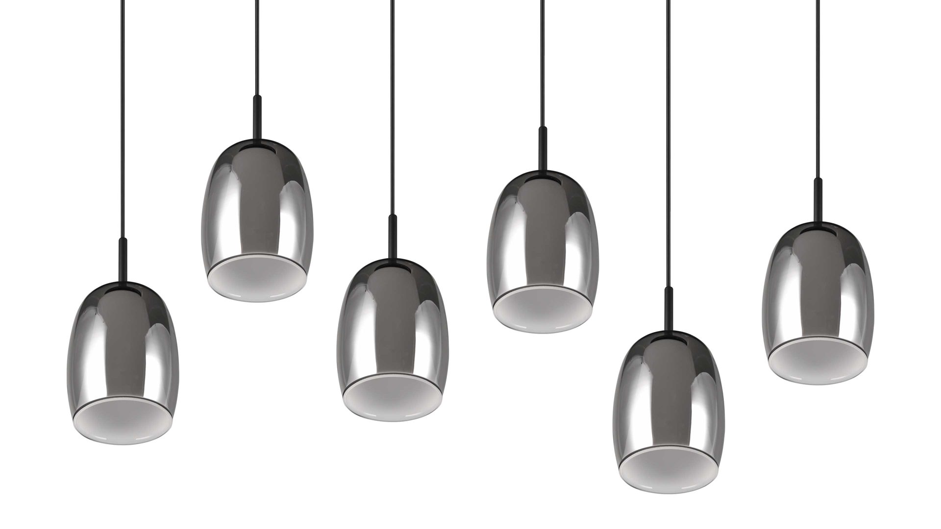 Pendelleuchte Trio lighting for you aus Glas in Grau TRIO Leuchten Serie Barret - Hängelampe Rauchglas & weißes Glas - Länge ca. 95 cm