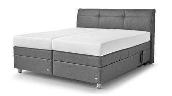 Boxspringbett Ruf betten aus Kunstleder Stoff in Grau RUF Boxspringbett MINERVA in grau, mit motorischer Verstellung grauer Stoffbezug 6260 – Liegefläche ca. 180 x 200 cm