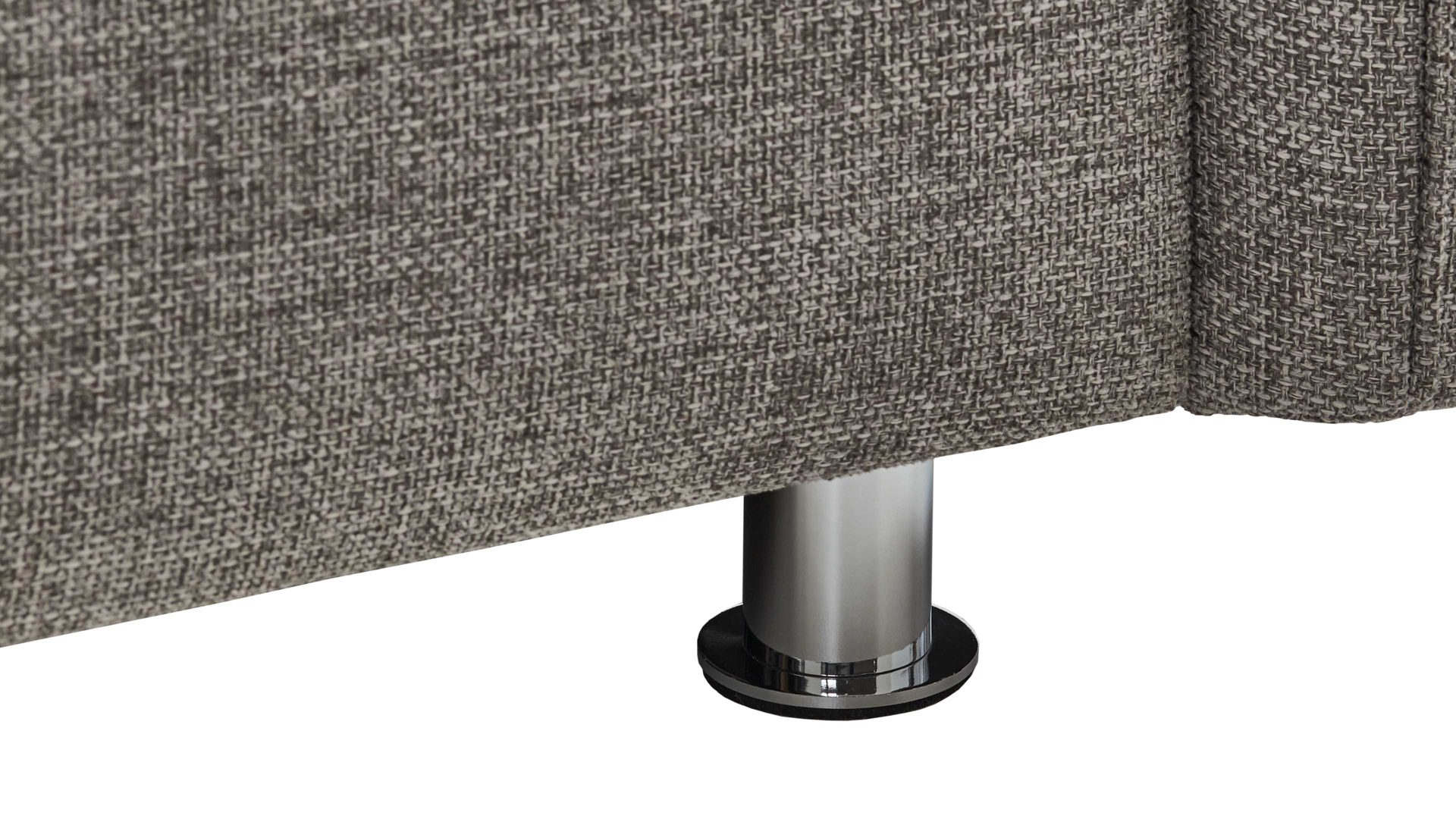 Schlafsofa Bali aus Stoff in Grau Schlafsofa Lina grauer Bezug & chromfarbene Metallfüße - Breite ca. 194 - 234 cm