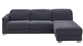 Ecksofa Bali aus Stoff in Grau Schlafsofa Florenz blaugrauer Bezug & Metallfüße - Stellfläche ca. 263 x 186 cm