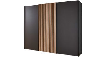Kleiderschrank Wiemann | oeseder aus Holz in Dunkelgrau WIEMANN Schlafzimmerserie Denver - Schwebetürenschrank Graphit & Eiche Bianco - drei Türen, Breite ca. 300 cm