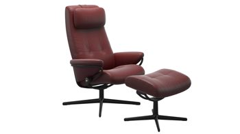 Sessel Ekornes aus Holz Leder Metall in Dunkelrot Schwarz Stressless BERLIN M Cross Relax-Sessel und Hocker Leder Cross Schwarz, Medium, Leder Paloma Cherry