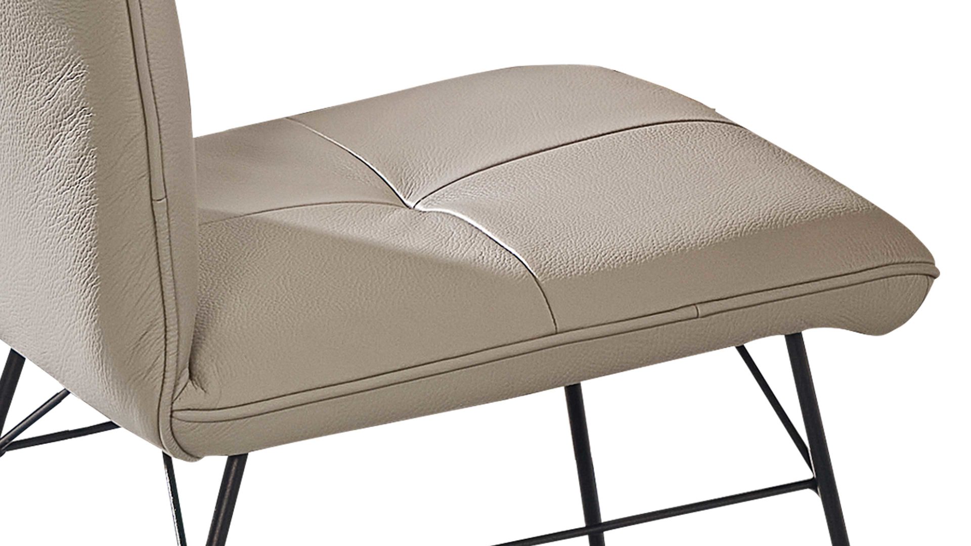 Polsterstuhl combinessa aus Leder in Hellgrau Combinessa Serie Ganza - Polsterstuhl 6512 hellgrauer Longlife-Dicklederbezug Bronco 85 & schwarzes Kufengestell E