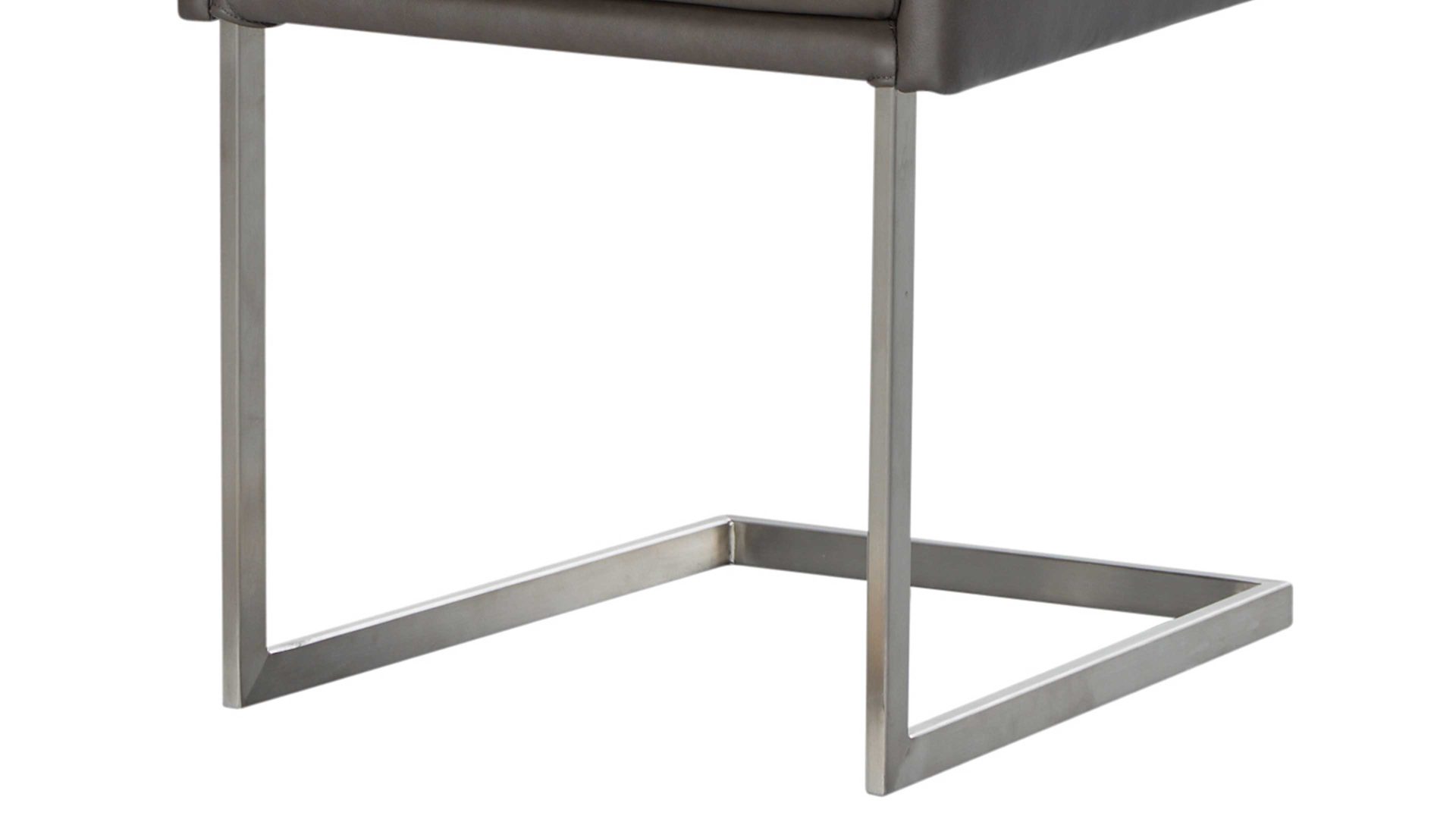 Freischwinger-Sessel combinessa aus Leder in Grau Combinessa Serie Gavello - Armlehn-Schwingstuhl 6155 graues LongLife-Dickleder Cloud 83 & Edelstahlgestell