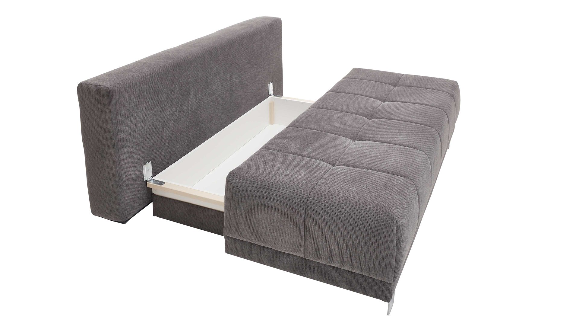Schlafsofa Restyl aus Stoff in Grau Schlafsofa Lilo grauer Bezug 6839 & Chromfüße - Breite ca. 202 cm