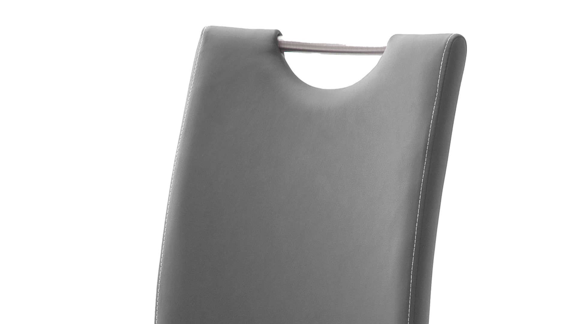 Schwingstuhl Mca furniture aus Kunstfaser in Grau Schwingstuhl bzw. Freischwinger Paulo mit Griffmulde graues Kunstleder 10GX & Edelstahl