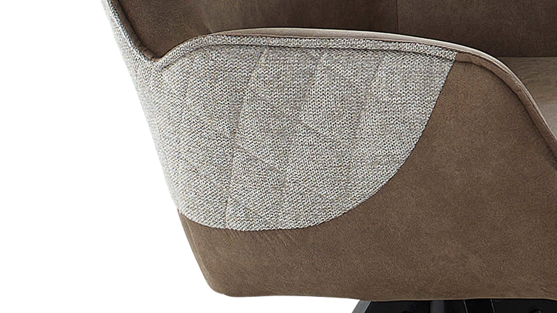 Vierfußstuhl MIVIVO aus Kunstfaser in Braun MIVIVO Wohnprogramm Fresno - Armlehnstuhl mit Drehfunktion zweifarbige Stoffkombination & schwarzes Metall