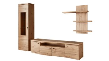 Wohnwand Ideal möbel aus Holz in Holzfarben Wohnwand Rondo Eiche Artisan - 3-teilig - Breite ca. 301 cm
