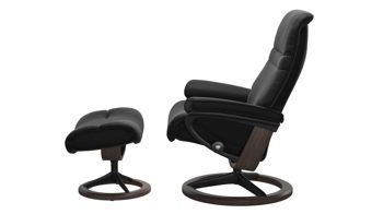 Relaxsessel Ekornes aus Aluminium Holz Leder in Schwarz Stressless Sunrise M Signature Relaxsessel und Hocker Leder Paloma black, Gestell und Base schwarz