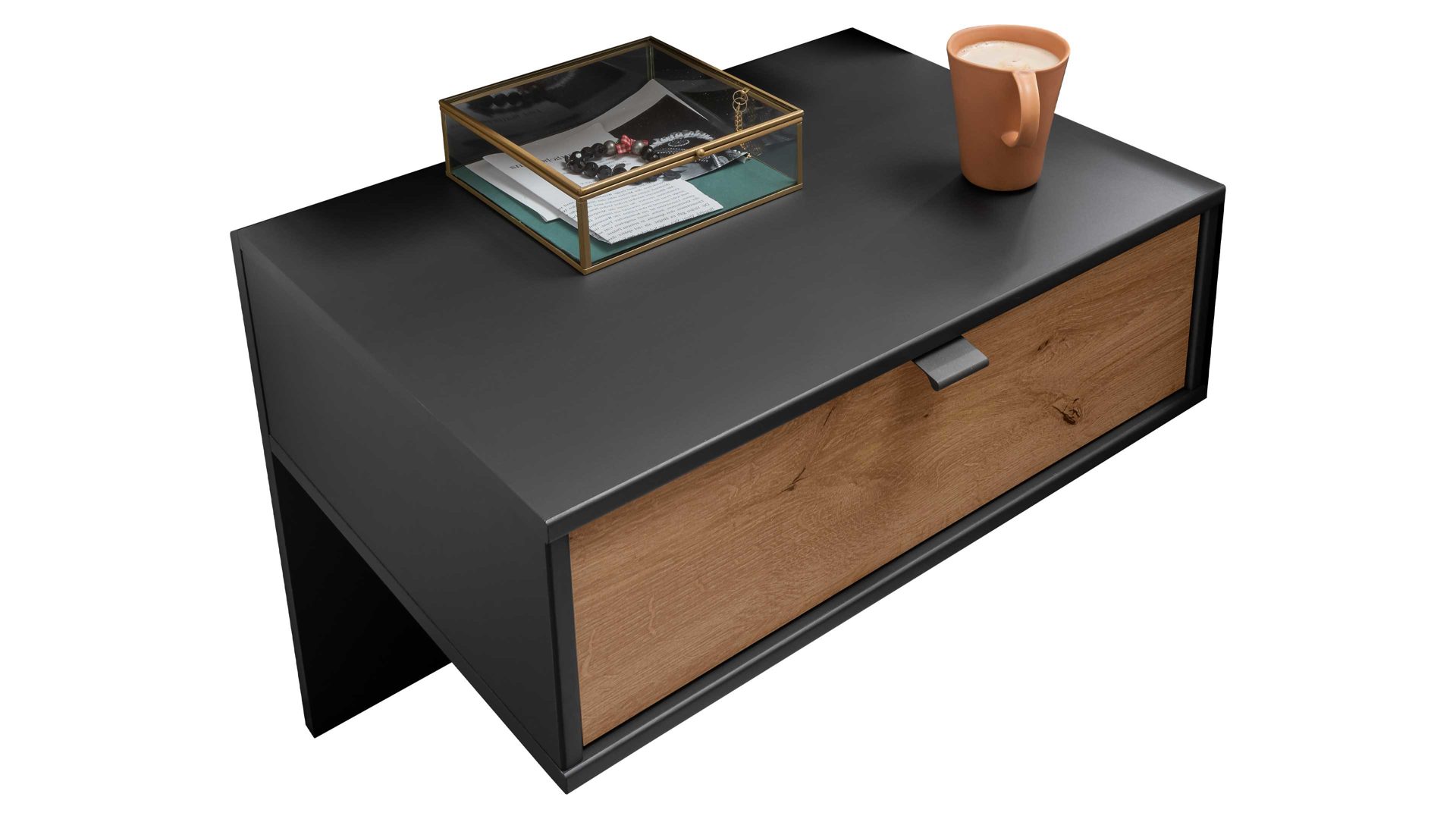 Nachtkommode Wiemann | oeseder aus Holz in Dunkelgrau WIEMANN Schlafzimmerprogramm Alabama - Nachtkonsolen-Set Graphit & Eiche Bianco - zweiteilig, Breite ca. 60 cm