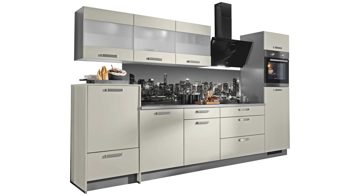 Einbauküche Express küchen aus Holz in Hellgrau EXPRESS KÜCHEN Einbauküche Clean mit IGNIS Einbaugeräten Hellgrau & Anthrazit - Länge ca. 333 cm