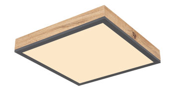 Deckenleuchte Globo lighting aus Holz in Holzfarben GLOBO Leuchten Serie Rodo - Deckenleuchte mit Farbwechsler quadratisch 45 x 45 cm - Holz & Graphit