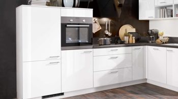 Einbauküche Express küchen aus Holz in Weiß EXPRESS KÜCHEN Einbauküche Star mit Einbaugeräten Hochglanz Weiß - Stellfläche ca. 305 x 185 cm