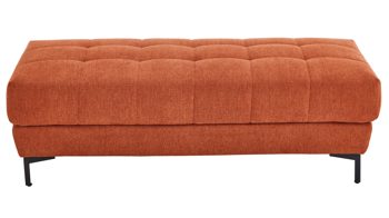 Polsterhocker KAWOO aus Stoff in Orange KAWOO Serie 7567 - XXL-Polsterhocker Signal-oranger Strukturstoff TCM 727 & schwarze Metallfüße S17 - ca. 156 x 72 cm