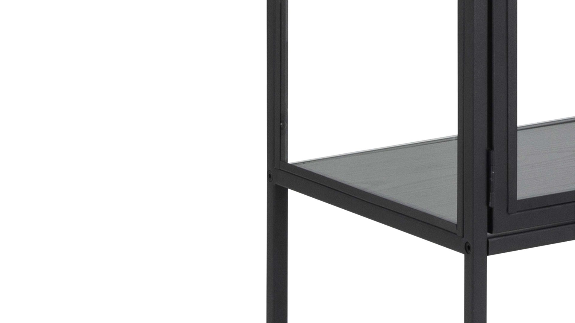 Vitrine Actona group aus Glas in Schwarz Vitrine Seaford im Industrielook Glas, Holz & Metall – zwei Türen, Breite ca. 77 cm