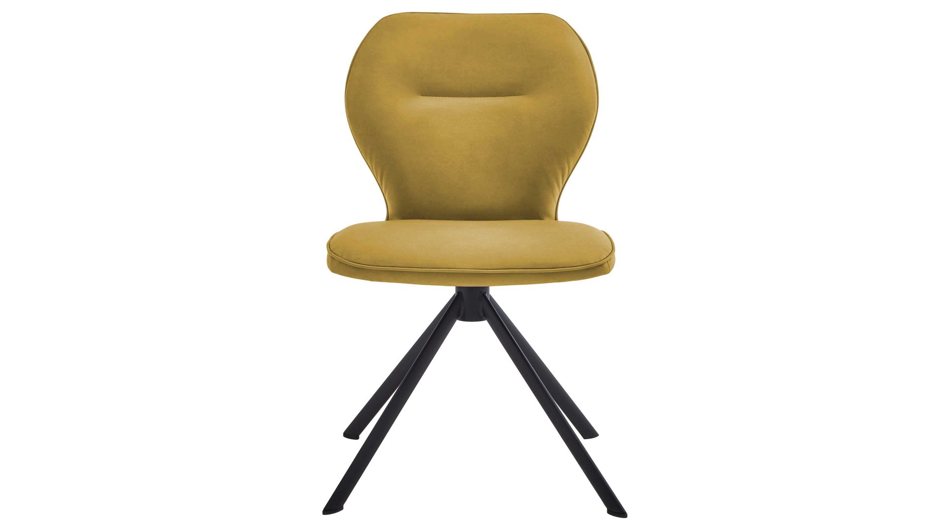 Vierfußstuhl Niehoff sitzmoebel aus Stoff in Gelb NIEHOFF SITZMÖBEL Cloudy - Esszimmerstuhl gelbe Mikrofaser Gavin & schwarzes Metallgestell