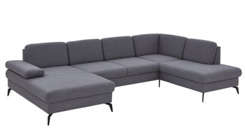 Ecksofa Steinpol sit&more aus Stoff in Dunkelgrau Polsterprogramm Morris - Wohnlandschaft dunkelgraues Flachgewebe - Stellfläche ca. 337 x 215 cm