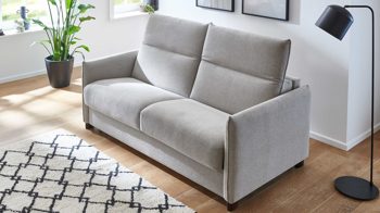 Schlafsofa Bali aus Stoff in Beige Schlafsofa Florenz beiger Bezug 2504 & Holzfüße 673 - Breite ca. 188 cm