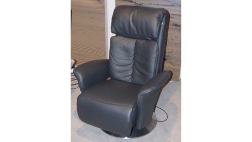 Relaxsessel Himolla aus Leder in Schwarz Silber HIMOLLA TV-Sessel 7418, HighTech Massagesessel Leder Rustika 24 Nacht, 86 N mit Massagefunktion, Sitz superlastic med