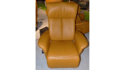Relaxsessel Himolla aus Leder in Orange HIMOLLA Easy-Swing-Sessel 7227 58H, 2-motorig safranfarbenes LongLife-Leder Rustika & Edelstahl