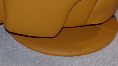 Relaxsessel Himolla aus Leder in Orange HIMOLLA EasySwing-Sessel 7527 35R, Relaxsessel safranfarbenes LongLife-Leder Rustika & Fussteller mit Stoff bezogen