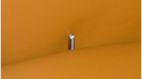 Relaxsessel Himolla aus Leder in Orange HIMOLLA EasySwing-Sessel 7527 35R, Relaxsessel safranfarbenes LongLife-Leder Rustika & Fussteller mit Stoff bezogen