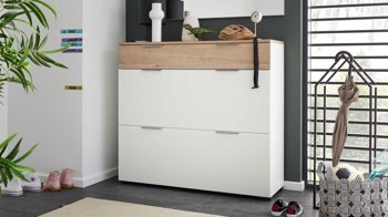 Garderoben-Set Interliving aus Holz in Weiß Interliving Garderobe Serie 6012 - Garderoben-Set 01 weißer Mattlack & Steineiche - dreiteilig