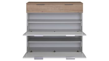 Garderoben-Set Interliving aus Holz in Weiß Interliving Garderobe Serie 6012 - Garderoben-Set 01 weißer Mattlack & Steineiche - dreiteilig