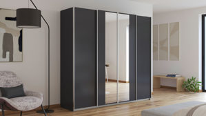 Kleiderschrank Rauch aus Holz in Grau rauch ORANGE Schwebetürenschrank Altera Grau Metallic & Alu - vier Türen, Breite ca. 226 cm