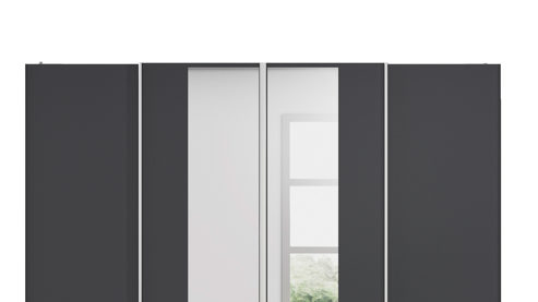 Kleiderschrank Rauch aus Holz in Grau rauch ORANGE Schwebetürenschrank Altera Grau Metallic & Alu - vier Türen, Breite ca. 226 cm