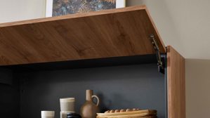 Einbauküche WERT KÜCHE® aus Holz in Holzfarben WERT KÜCHE® Mattea mit SIEMENS Einbaugeräten cognacbraune Eiche & Onyxschwarz - zweiteilig