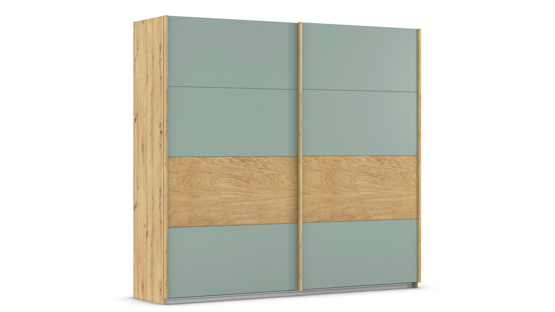 Kleiderschrank Rauch aus Holz in Hellgrün rauch ORANGE Schwebetürenschrank Malva Salbei & Eiche - Breite ca. 226 cm