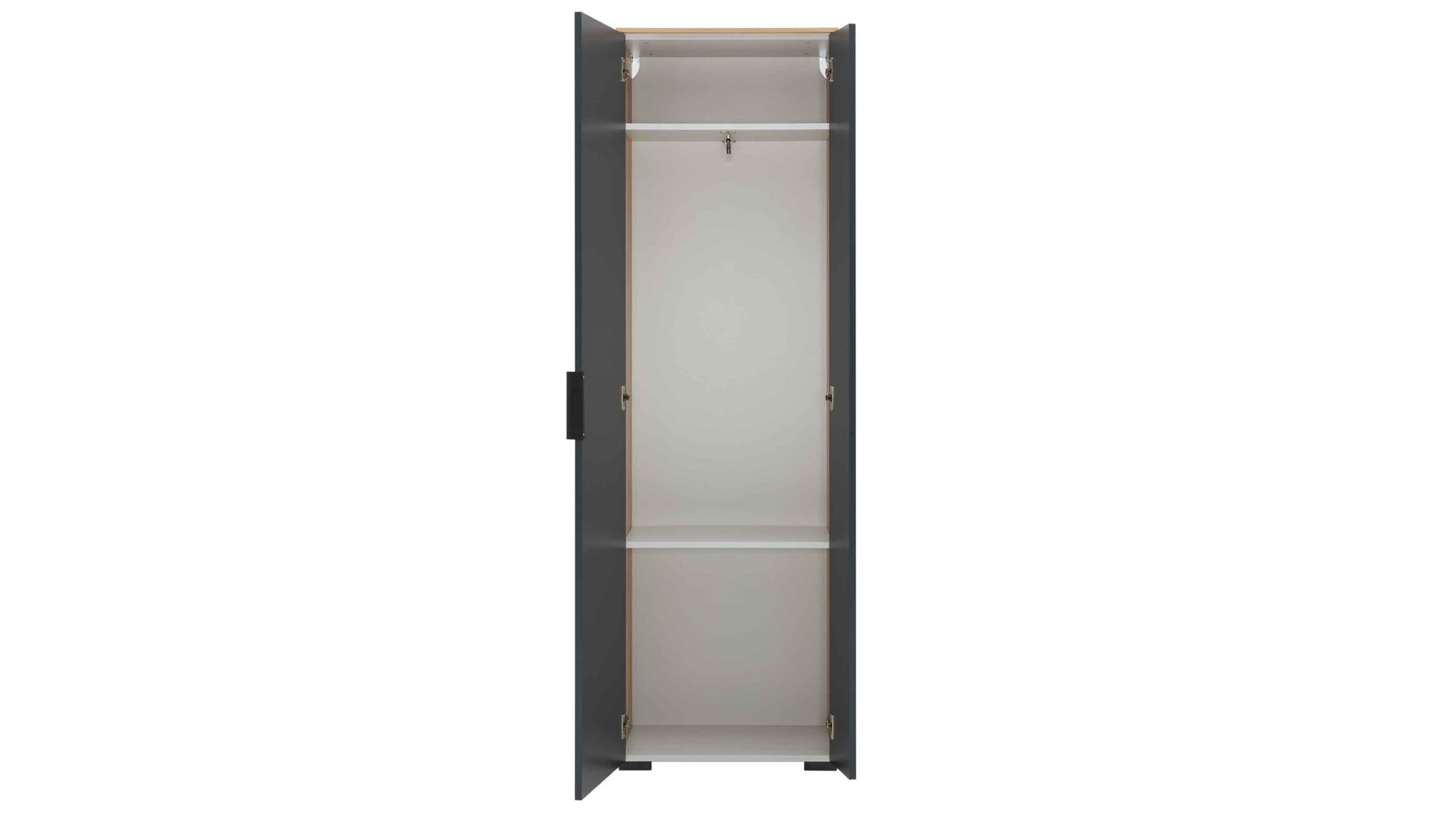 Garderobenschrank Interliving aus Holz in Anthrazit Interliving Garderobe Serie 6012 - Garderobenschrank anthrazitfarbener Mattlack & Asteiche - eine Tür, Breite ca. 60 cm