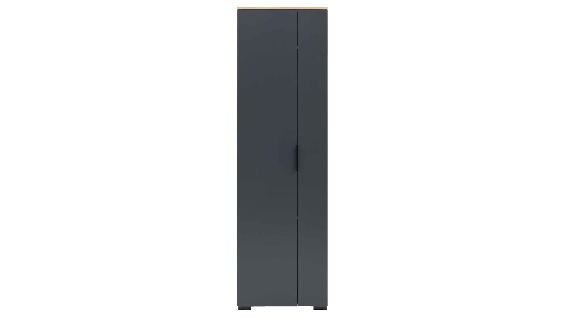 Garderobenschrank Interliving aus Holz in Anthrazit Interliving Garderobe Serie 6012 - Garderobenschrank anthrazitfarbener Mattlack & Asteiche - eine Tür, Breite ca. 60 cm
